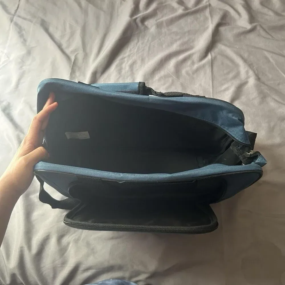 Vintage Blue 90s Laptop Bag/ Messenger Bag/ Backpack with Adjustable Strap